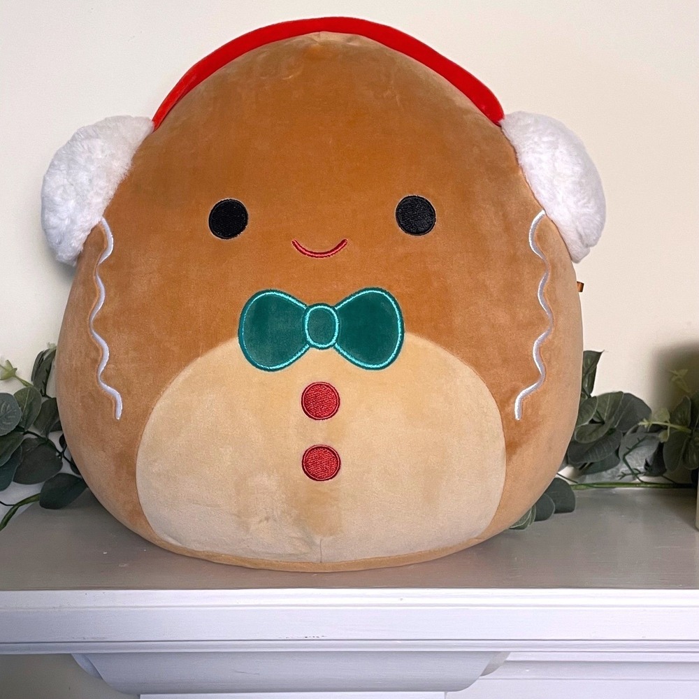 Squishmallows Jordan The  Gingerbread Man Plush‎ Headphones Holiday 12 Inch